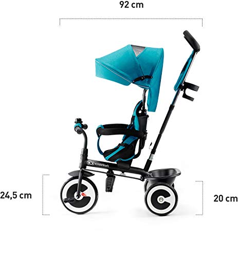 Kinderkraft Triciclo Evolutivo ASTON, Plegable, Cinturón, 9 Meses a 5 Años, Azul