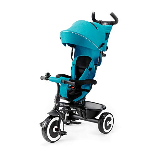 Kinderkraft Triciclo Evolutivo ASTON, Plegable, Cinturón, 9 Meses a 5 Años, Azul