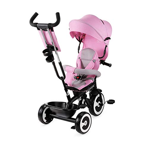 Kinderkraft Triciclo Evolutivo ASTON, Plegable, Cinturón, 9 Meses a 5 Años, Rosa