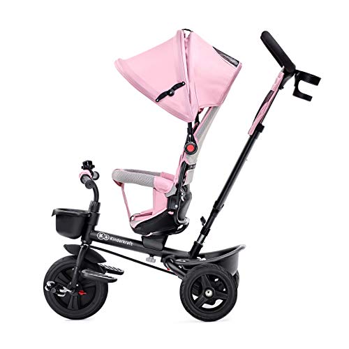 Kinderkraft Triciclo Plegable AVEO, Asiento Giratorio, Hasta 5 Años, Rosa