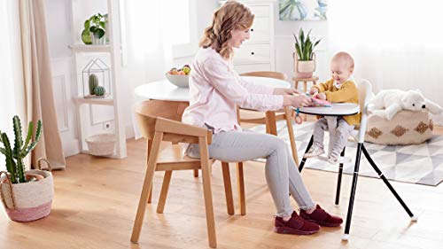 Kinderkraft Trona Bebé PINI, Silla Alta, Ergonómica, Ajustable, Segura, Rosa