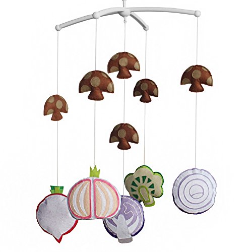 Koala Superstore Verduras Bebé Cuna Móvil Bebé Musical Móvil para Niños y Niñas Decoración de la habitación del Cuarto de niños, Cebolla Champiñones Brócoli