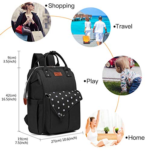 Kono Mochila Pañales Maternal Bolso Carro Bebé Mochila Carrito Bebe Impermeable y Puerto de Carga USB (Negro)