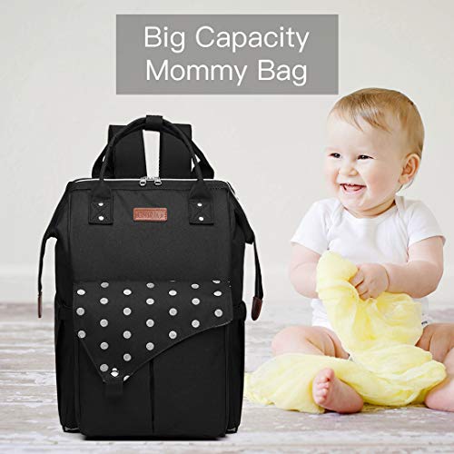 Kono Mochila Pañales Maternal Bolso Carro Bebé Mochila Carrito Bebe Impermeable y Puerto de Carga USB (Negro)