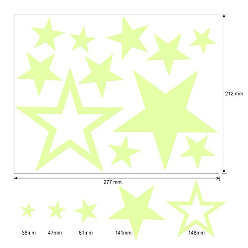 Konsait Luminoso Pegatinas de Pared, 435pcs Puntos Luna y Estrellas Adhesivos Decorativo de Pared Fluorescentes Decoración de la habitación para Chico Niña Bebé, Casa Interior Mural