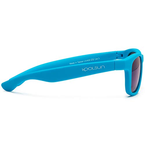 koolsun bebés y niños gafas de sol Wave Fashion 1 +, 100% protección UV, Azul Neon, 1-5 años