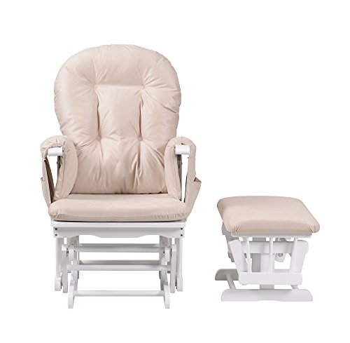 Kub Haywood Glider de lactancia reclinable y escabel (Blanco)