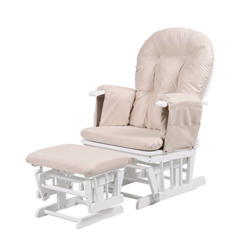 Kub Haywood Glider de lactancia reclinable y escabel (Blanco)