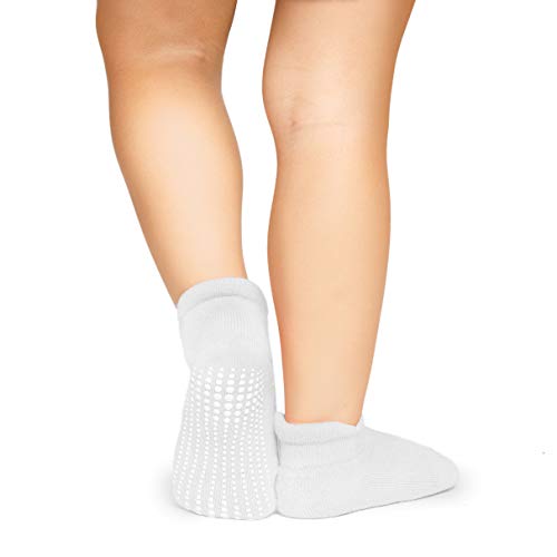 LA Active Tobillera Calcetines Antideslizantes - 6 Pares - para Bebé Niños Niñas Infantil Recién Nacido (Blanco, 12-36 Meses)