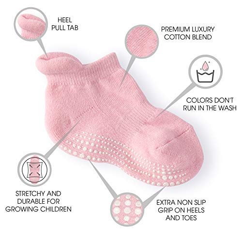 LA Active Tobillera Calcetines Antideslizantes - 6 Pares - para Bebé Niños Niñas Infantil Recién Nacido (Niñas, 12-36 Meses)