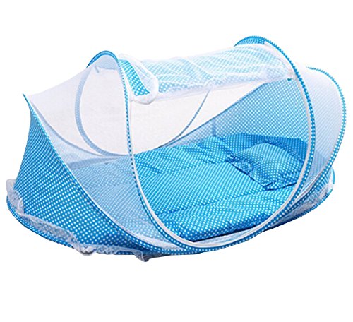 LAAT cama tienda de viaje con mosquitera para bebé, protección contra insectos, cuna tienda de playa infantil plegable protección ideal contra avispas y mosquitos resistente y lavable Navidad (4)