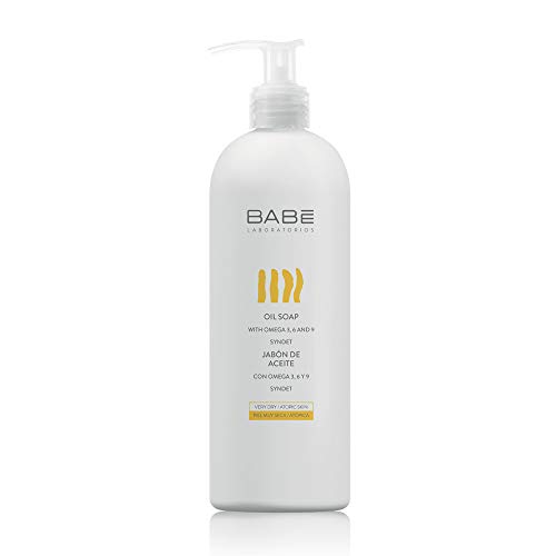 Laboratorios Babé - Jabón Corporal de Aceite 500 ml, Con Ácidos Esenciales Omega 3, 6 y 9, Aceites Emolientes y Reparadores, Piel Seca, Piel Atópica, Regenerador, Alivia el Picor, Hidratante