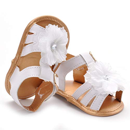 Lacofia Sandalias de Verano para bebé niñas Zapatos de Vestir de Flores de Infantiles para bebé Blanco 3-6 Meses