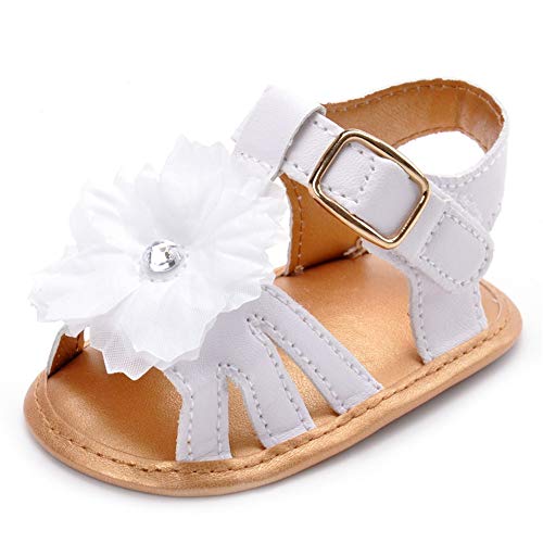 Lacofia Sandalias de Verano para bebé niñas Zapatos de Vestir de Flores de Infantiles para bebé Blanco 3-6 Meses