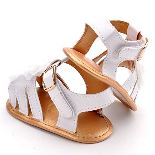 Lacofia Sandalias de Verano para bebé niñas Zapatos de Vestir de Flores de Infantiles para bebé Blanco 3-6 Meses