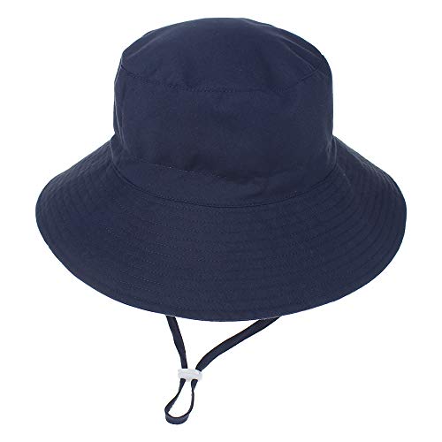 LACOFIA Sombrero de Sol para bebé niño UPF 50+ Ajustable Gorro Verano de Pescador para niños ala Ancha para Exteriores/natación/Playa/Piscina Azul 6-24 Meses