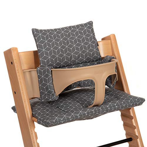 LaLoona Cojín Asiento para Trona Stokke Tripp Trapp 2 piezas/Funda de repuesto, reductor de asiento para trona bebé - Gris