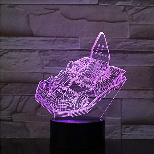 Lámpara De Ilusión 3D Luz De Noche Led Modelado De Go-Kart Botón Táctil Para Niños Iluminación Creativa Decoración Del Hogar 7 Cambio De Color Karting Coche