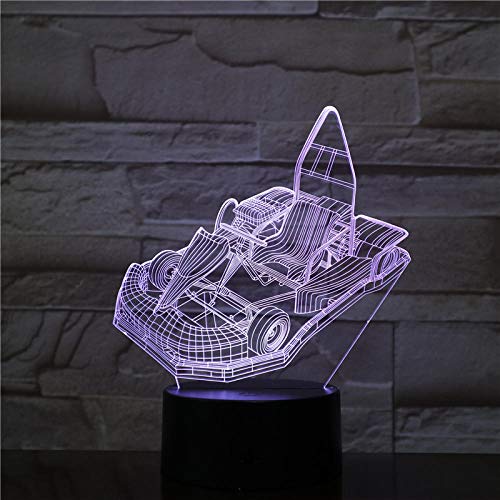 Lámpara De Ilusión 3D Luz De Noche Led Modelado De Go-Kart Botón Táctil Para Niños Iluminación Creativa Decoración Del Hogar 7 Cambio De Color Karting Coche