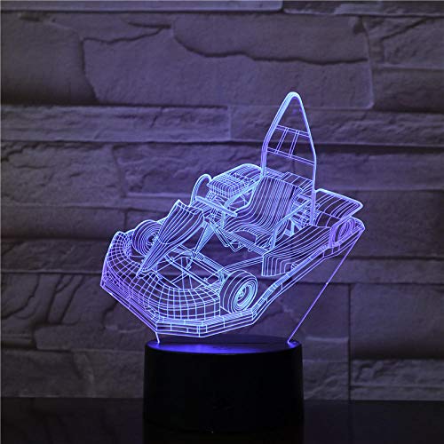 Lámpara De Ilusión 3D Luz De Noche Led Modelado De Go-Kart Botón Táctil Para Niños Iluminación Creativa Decoración Del Hogar 7 Cambio De Color Karting Coche