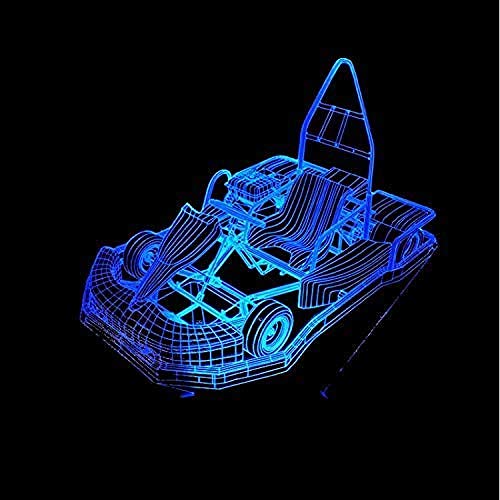 Lámpara de ilusión óptica Led 3D Go-Kart Modelado Luces nocturnas Niños Botón táctil Iluminación Decoración creativa para el hogar 7 colores que cambian Karting Lámpara de mesa para coche