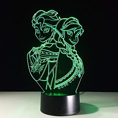 lámpara de ilusión óptica luz nocturna Muñeca Anna Elsa Adecuado para niños, amigos, familiares, cumpleaños, San Valentín, regalos de Navidad, base de altavoz Bluetooth