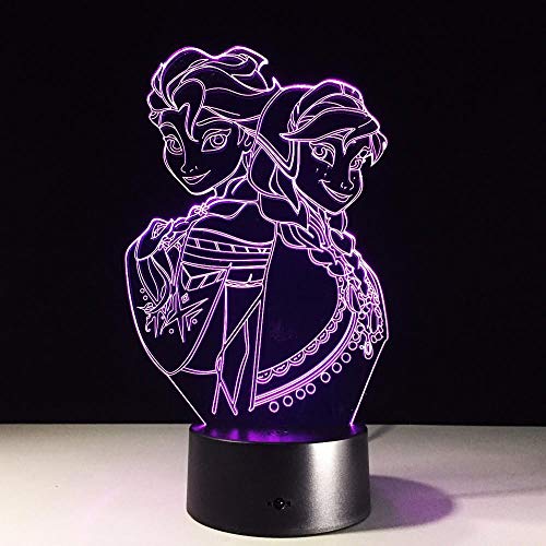 lámpara de ilusión óptica luz nocturna Muñeca Anna Elsa Adecuado para niños, amigos, familiares, cumpleaños, San Valentín, regalos de Navidad, base de altavoz Bluetooth