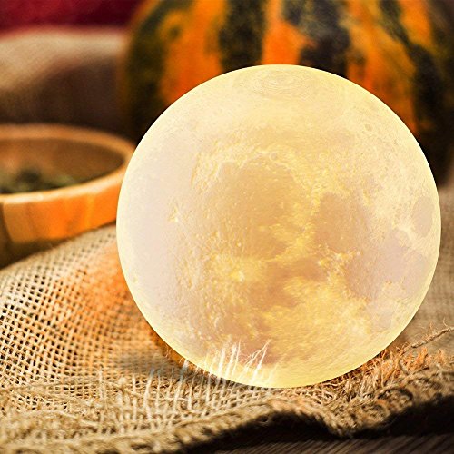 Lámpara de luna en 3D, ALED LIGHT Luna con 15 cm de Diámetro Conexión USB Con 3 Colores a Elegir Luz de Ambiente Perfecta para Dormitorio Salón Café Bar