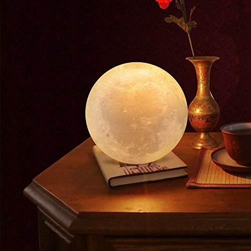 Lámpara de luna en 3D, ALED LIGHT Luna con 15 cm de Diámetro Conexión USB Con 3 Colores a Elegir Luz de Ambiente Perfecta para Dormitorio Salón Café Bar