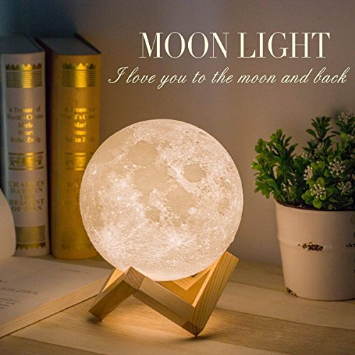 Lámpara de luna en 3D, ALED LIGHT Luna con 15 cm de Diámetro Conexión USB Con 3 Colores a Elegir Luz de Ambiente Perfecta para Dormitorio Salón Café Bar