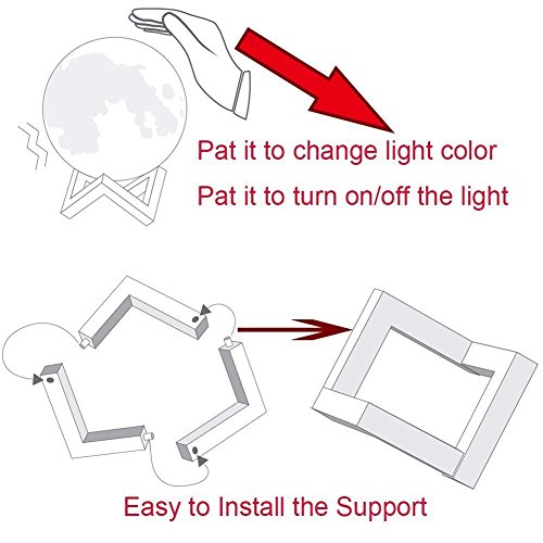 Lámpara de luna en 3D, ALED LIGHT Luna con 15 cm de Diámetro Conexión USB Con 3 Colores a Elegir Luz de Ambiente Perfecta para Dormitorio Salón Café Bar