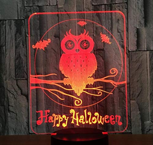 Lámpara Illusion, OWL 7 colores Iluminación creativa ajustable 7 Mesa de cambio de color Lámpara de escritorio Tienda de regalos Fiesta USB LED Botón de Navidad Modo tres en uno Decoración de la