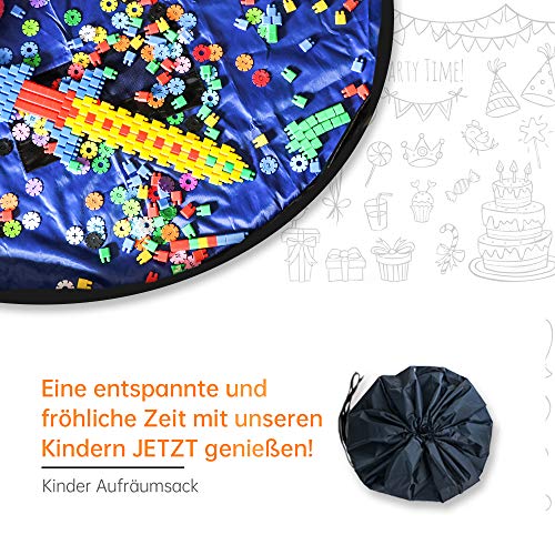 LandJoy Bolsa de Almacenamiento de Juguetes para Niños Bebé Impermeable y Plegable Bolsa de Almacenamiento de Juguetes los De Gran Tamaño Children Play Mat 60 Pulgadas（150cm,Azul)