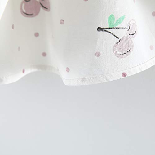 LANSKIRT Niñas Vestidos de Princesa Sin Mangas con Estampado De Cereza +Sombrero De Paja 0-2 años Falda Casual para Bebé recién Nacido Conjunto de Ropa Verano 2 Piezas