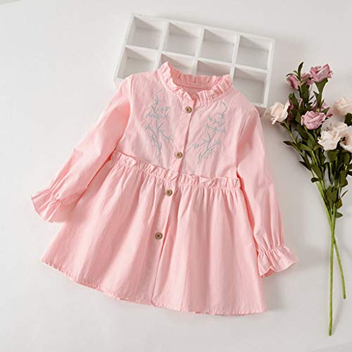 LANSKIRT Ropa Bebe Niña Otoño Invierno Vestidos de Princesa de Lunares con Lazo de Manga Larga para Niños Vestido Plisado de Vestir