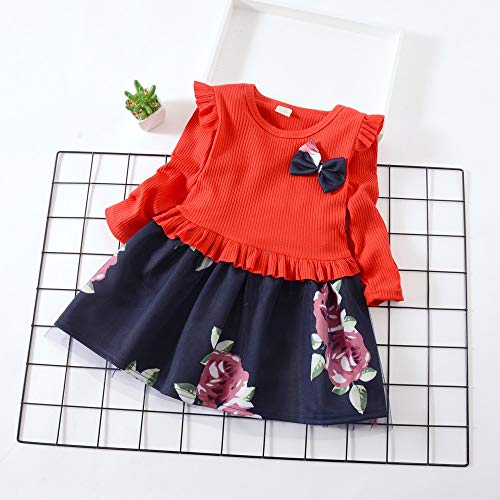 LANSKIRT Ropa de Recién Nacido Infantil bebé niñas Vestido Estampado de Flores del Arco Princesa Vestido de Manga Larga Otoño e Invierno Jumpsuit (1_Amarillo, 6-12 Mes)