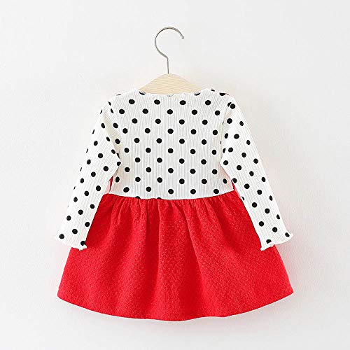 LANSKIRT Ropa de Recién Nacido Infantil bebé niñas Vestido Estampado de Flores del Arco Princesa Vestido de Manga Larga Otoño e Invierno Jumpsuit (1_Rojo, 6-12 Mes)