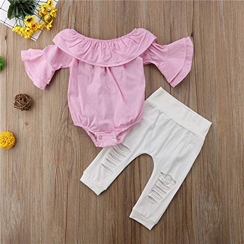 LANSKIRT Ropa para Recién Nacido Infantil bebé niñas Conjunto de Ropa de Trajes De Manga Larga Volantes Letras Impresas Tops + Pantalones + Banda de Pelo Invierno 3PCS (Rosado 01, 0-6 Mes)