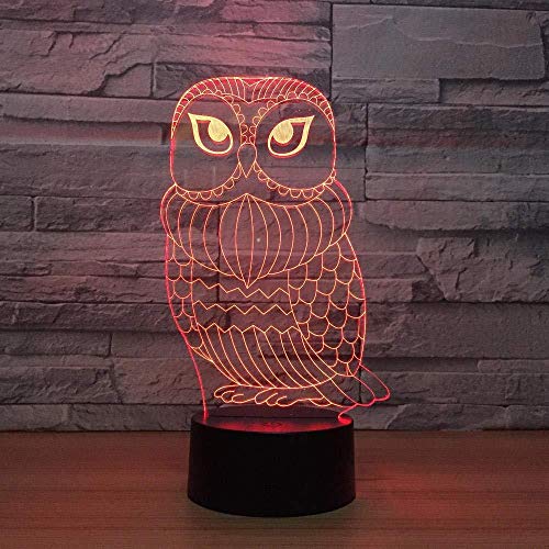 Laser Cut Bluetooth App 3D Vision LED Night Light 7 y 16M Color USB Cute Owl Tienda familiar Ambiente romántico niños amigos regalos de vacaciones