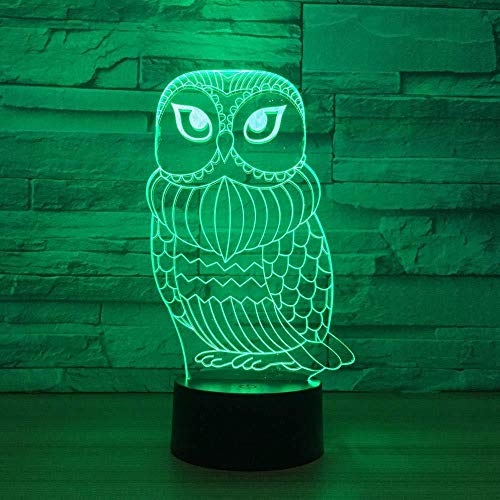 Laser Cut Bluetooth App 3D Vision LED Night Light 7 y 16M Color USB Cute Owl Tienda familiar Ambiente romántico niños amigos regalos de vacaciones