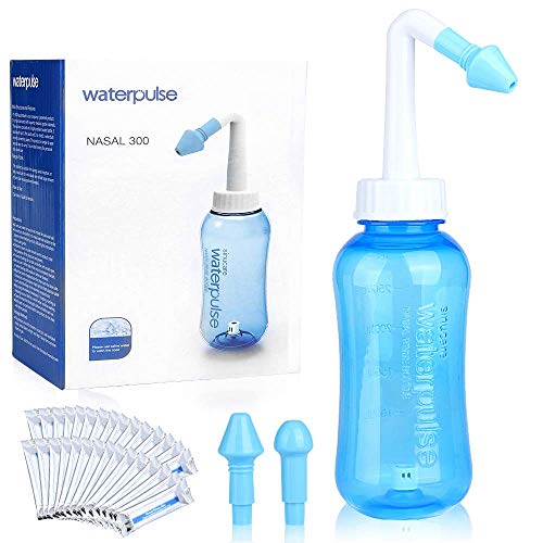 Lavado nasal, 300ml Hydro Nasal Wash Cleaner,sistema de irrigación de los senos nasales con 30 paquetes de sal, botella de lavado nasal para las alergias y los senos nasales,para adultos y niños (30)