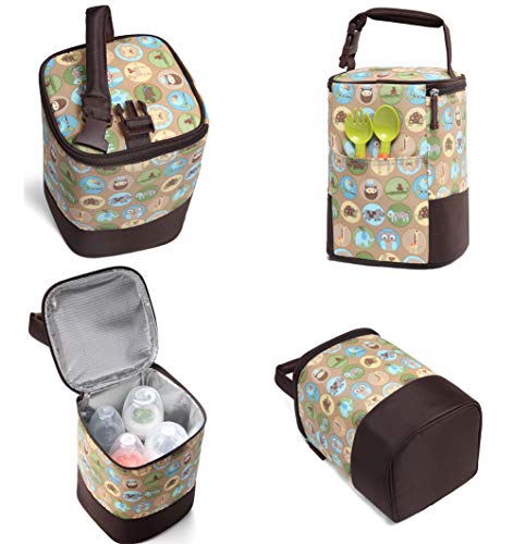 LCY - Bolsa térmica para bebés con correa para colgar (4 botellas) Animals Print