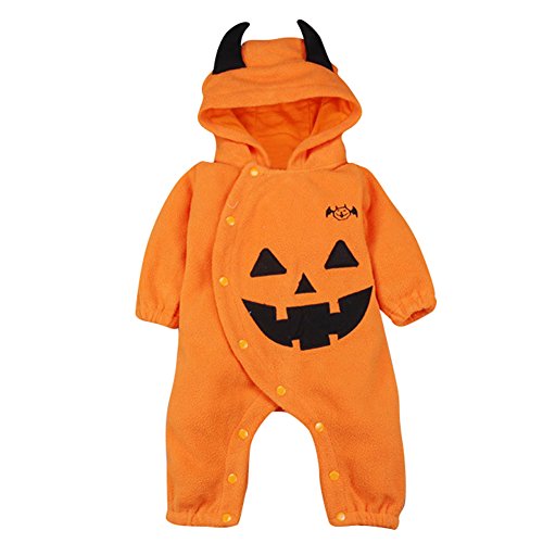 Le SSara Halloween calabaza Enterizo con capucha Navidad mameluco atuendos (18-24 Meses)