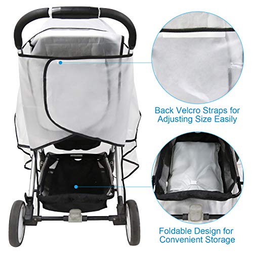 LEADSTAR Protector de Lluvia Universal, Burbuja Lluvia Universal para Silla de Paseo, Cubierta Contra Lluvia Polvo y Viento Impermeable con Bolsa Organizadora + Mosquitera para Silla de Paseo de Bebe