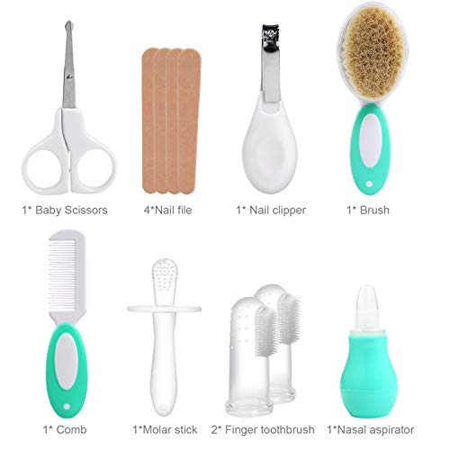 LEADSTAR Set para el Cuidado del Bebé, 8 Unids Cuidado de Aseo Bebé Cuidado Profundo Kit de Cuidado de la Salud Seguro Infantil Enfermera Diaria Herramienta Cepillo de Pelo Tijeras de Uñas