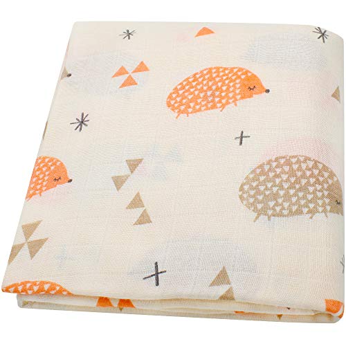 Lebze Bebé Muselina Swaddle Manta,"Diseño de Erizo" Bambú Algodon Muselinas 120x120 cm Mantitas para Bebes