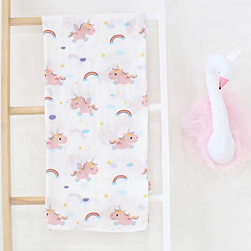 Lebze Muselina Manta Bebé -"Diente de Unicornio" Bambú Algodón Bebé Chica o Baby Boy Mantas 120x120 cm Swaddle