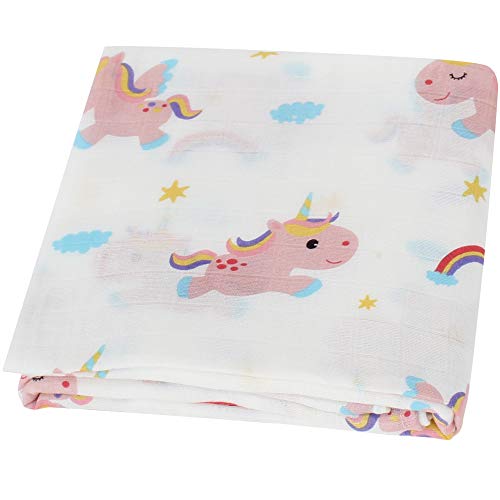 Lebze Muselina Manta Bebé -"Diente de Unicornio" Bambú Algodón Bebé Chica o Baby Boy Mantas 120x120 cm Swaddle