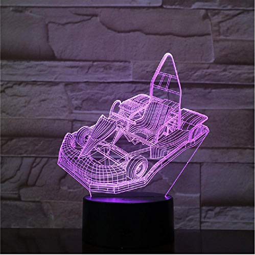 Led 3D Go-Kart Modelado Luces Nocturnas Niños Botón Táctil Iluminación Creativa Decoración Para El Hogar Múltiples Colores Cambio De Karting Lámpara De Coche Telefono Remoto Color De Control Bluetooth