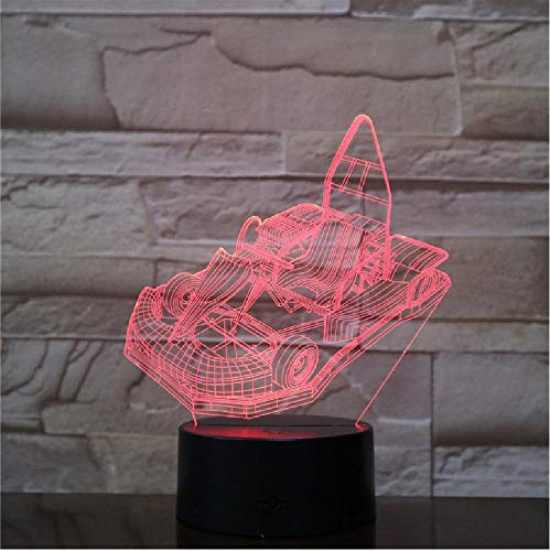 Led 3D Go-Kart Modelado Luces Nocturnas Niños Botón Táctil Iluminación Creativa Decoración Para El Hogar Múltiples Colores Cambio De Karting Lámpara De Coche Telefono Remoto Color De Control Bluetooth